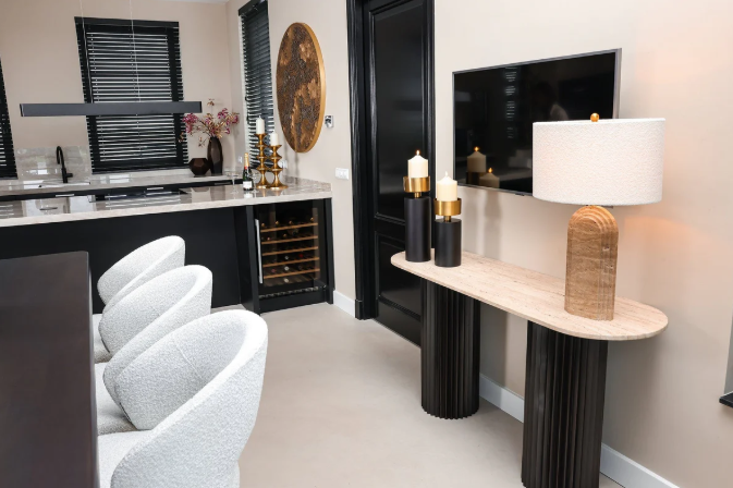 Black and Gold Table Lamps with Blue Lampshades: A Bold Way to Refresh Your Décor